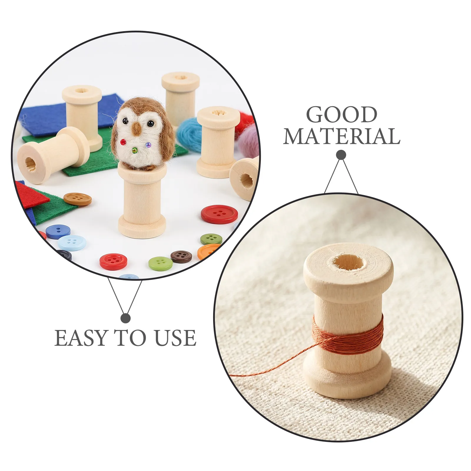 100Pcs Empty Wooden Spools 0.75x0.55x0.55in Smooth Rustic Wood Bobbin Thread Organizer for Yarn Twine Sewing Crafts Macrame