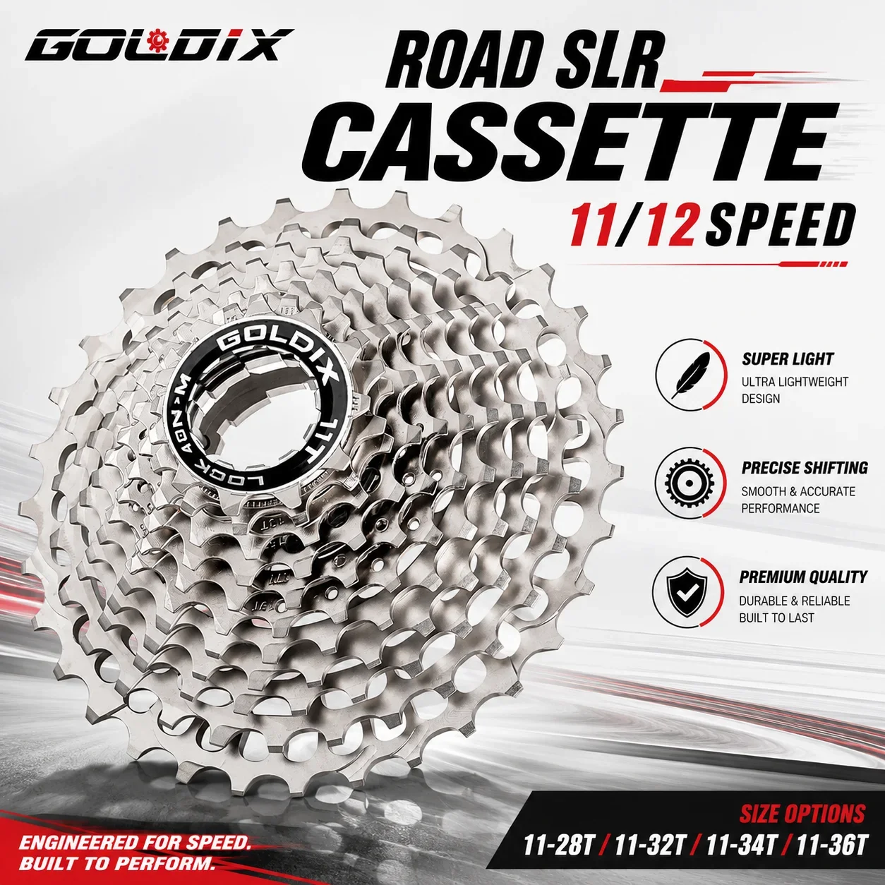 GOLDIX 11/12 Speed Bike Cassette 7075 Aluminum CNC Hollow HG Freewheel Fit Shimano R7000/R8000 Road Gravel Bicycle