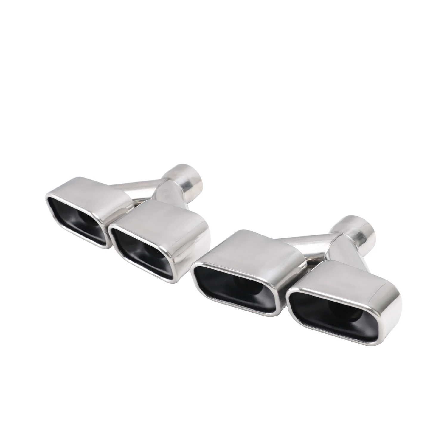 

1pcs Y style Dual Exhaust Tip 63mm Inlet Stainless Steel Chrome Silver square Muffler Tail Pipe end Tips
