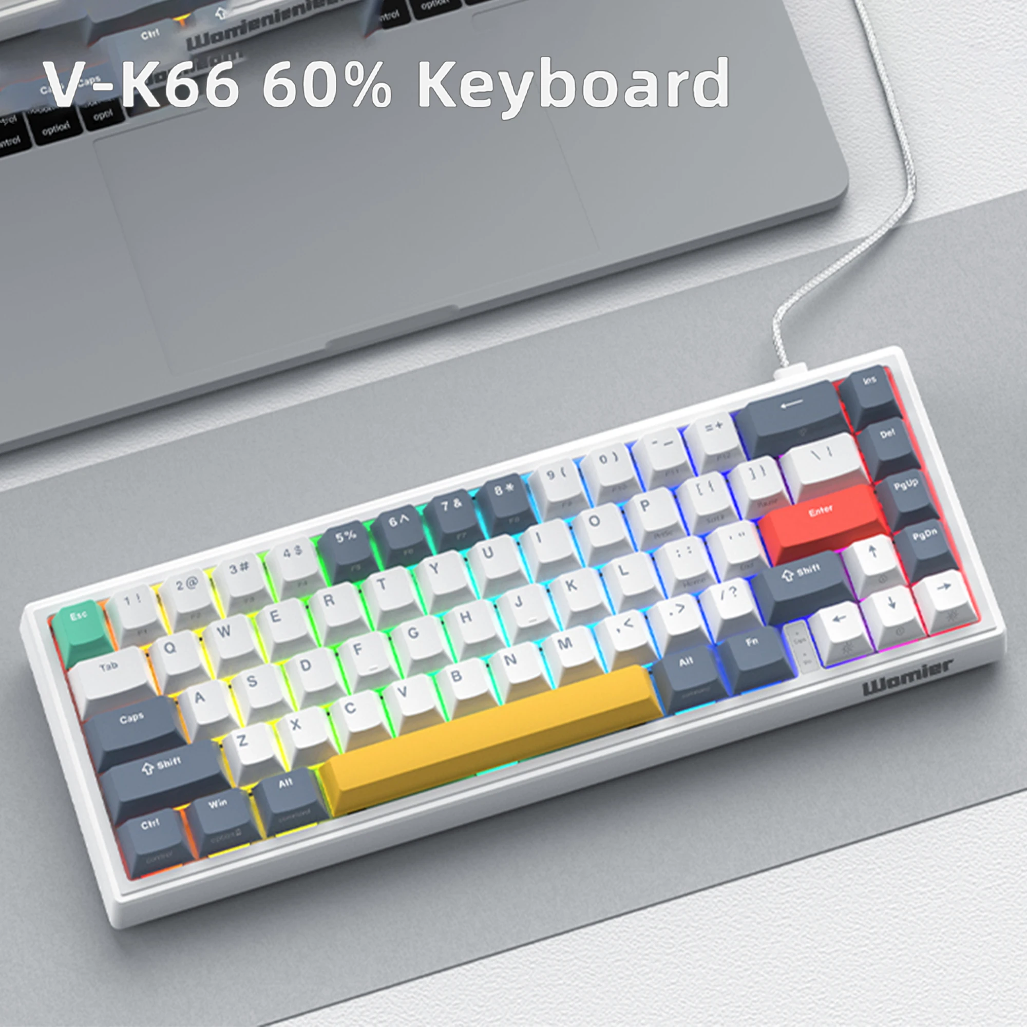 Womier V-K66 60% Percent Mechanical Gaming Keyboard Gasket Mounted Wired LED Keyboard Backlit Hot-Swap Keyboard with Arrow Keys