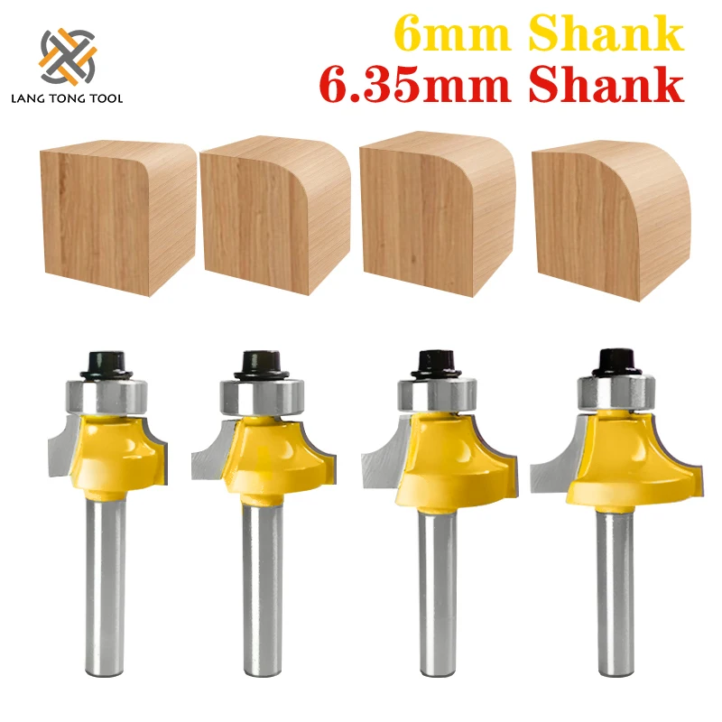 QQQ 4pcs 1/4mm gambo angolo arrotondato punta del Router con fresa per cuscinetti per legno legno carburo di tungsteno