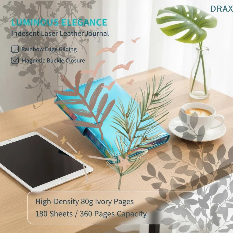 Laser Gradient Notebook, 360 Pages Multi-Color Hardcover Stationery for School Student Office