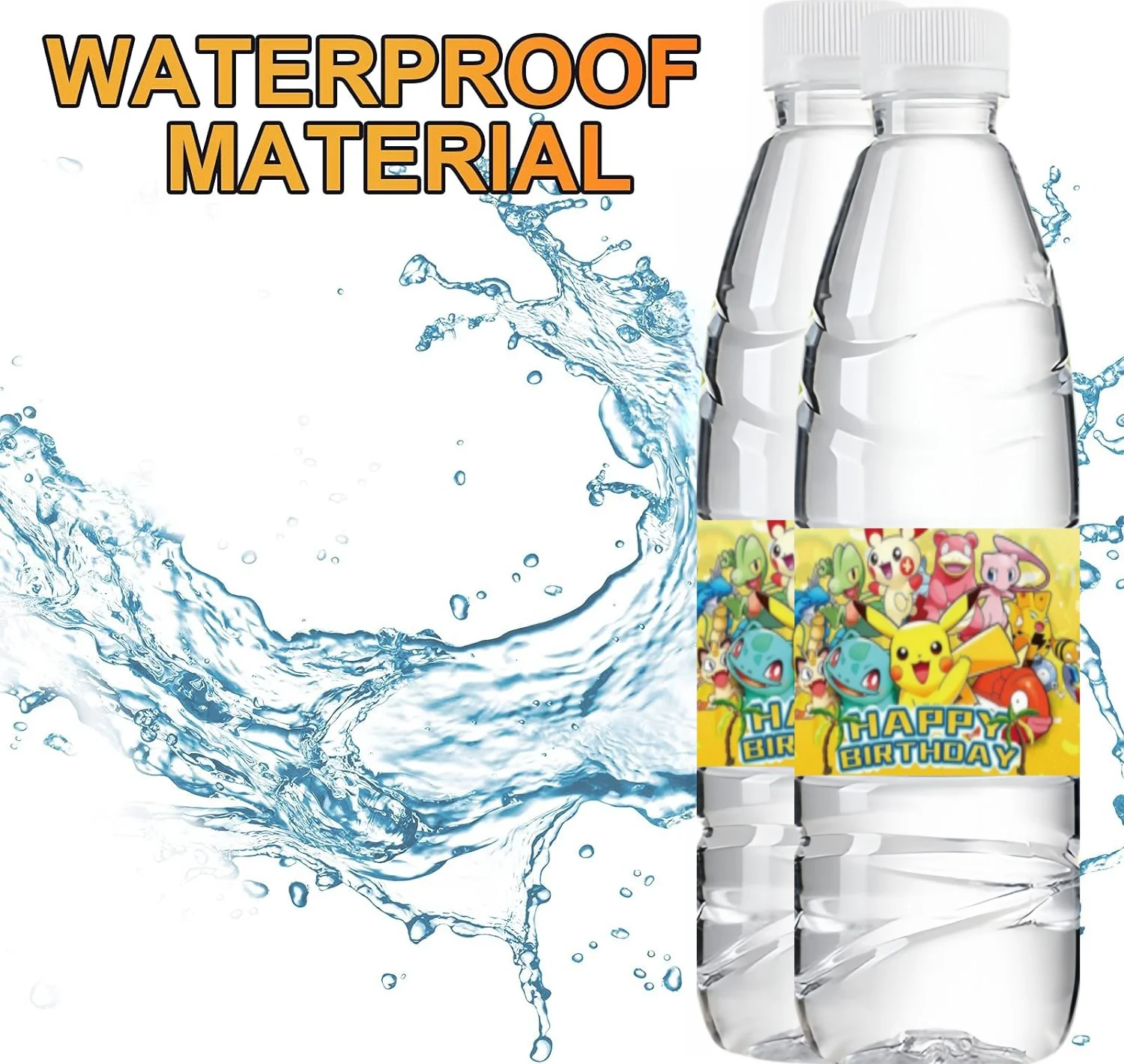 Pokemon Water Bottle Label Birthday Decor Pikachu Candy Wrapper Sticker Wine Labels DIY Bottle Water Cup Kid gift Party Supplies