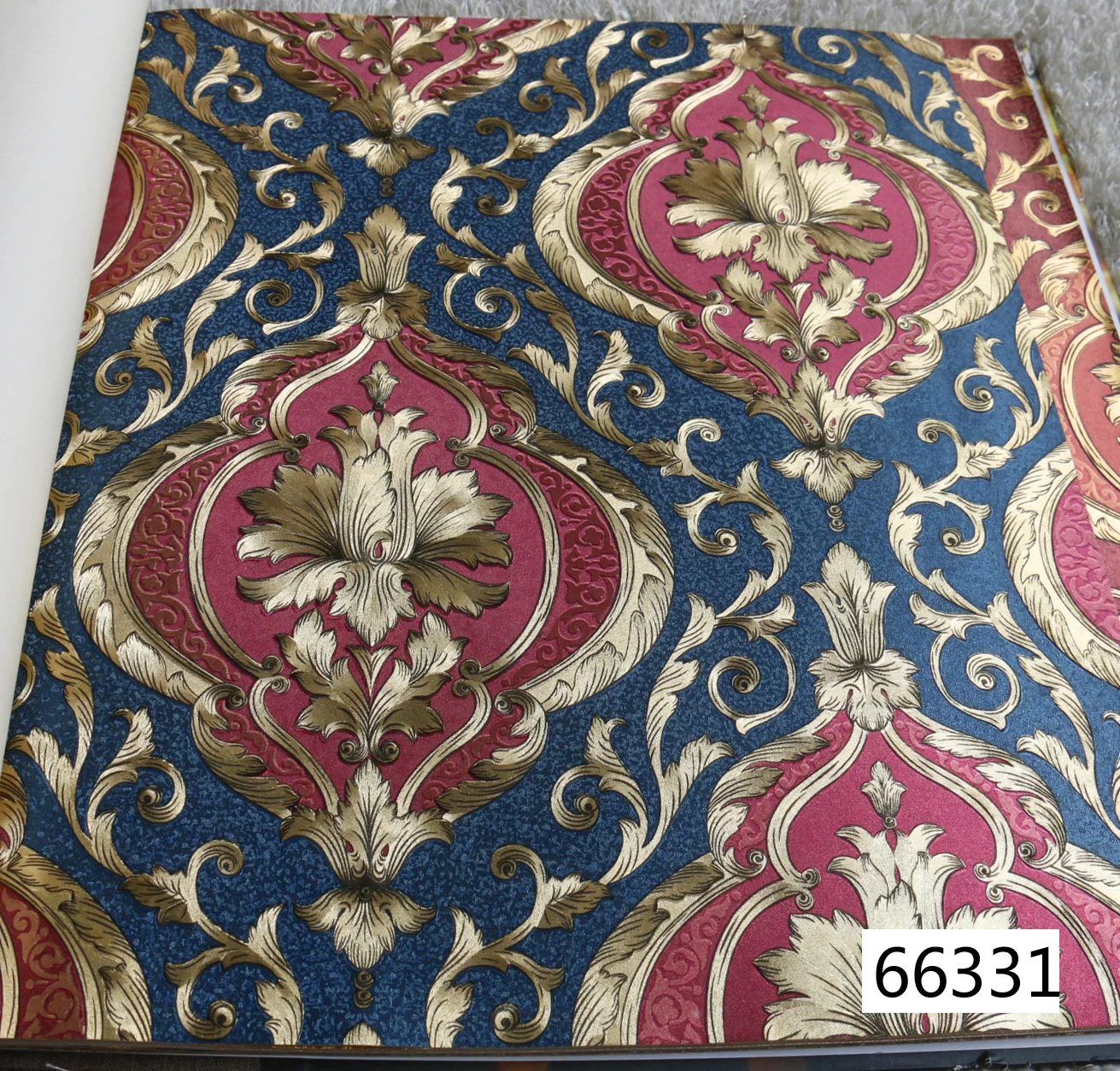Luxury Blue Red Gold Damask Wallpaper 3D Embossed Classic Luxury PVC Vinyl Floral Wall Paper Roll Bedroom Living Room