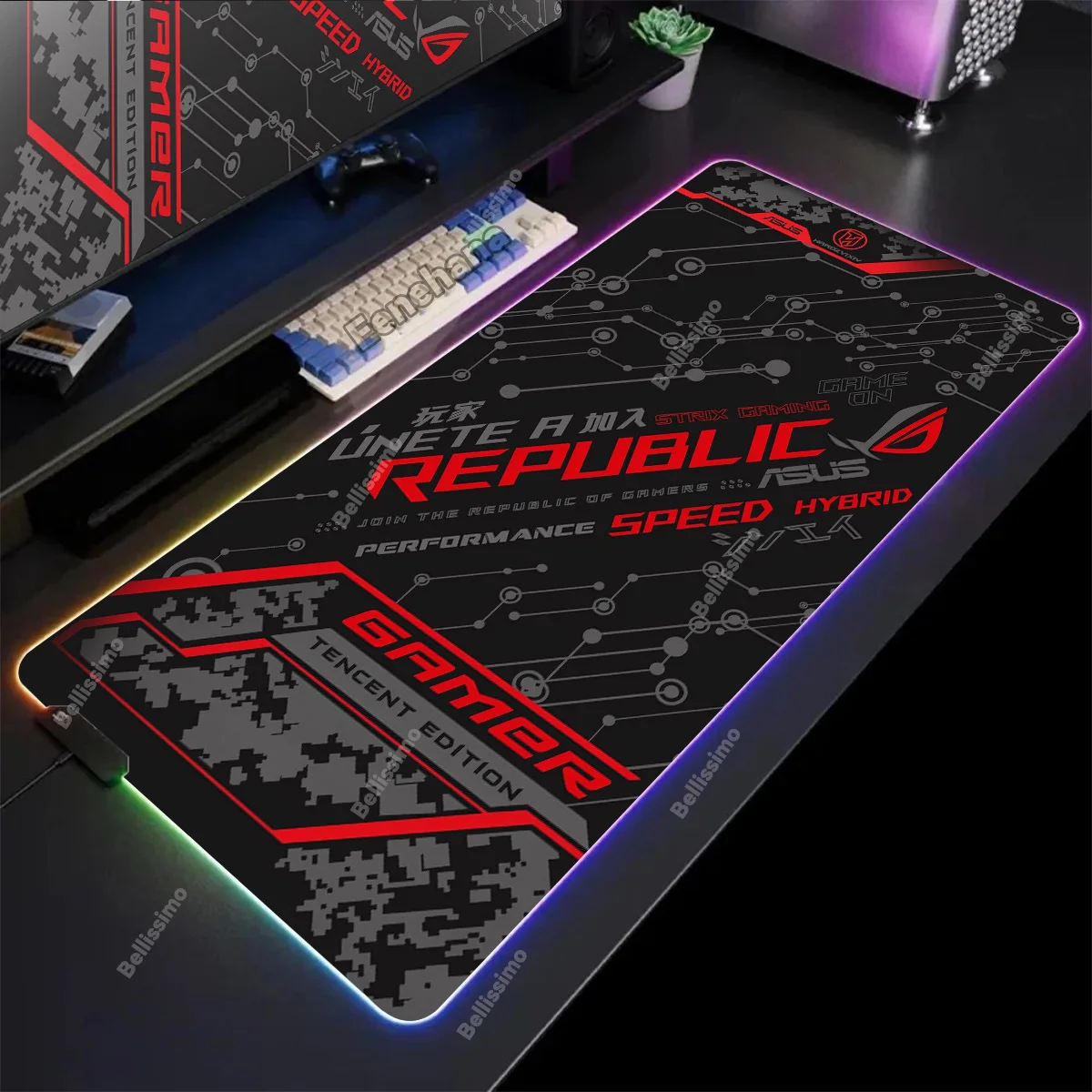 

Большой коврик для мыши RGB Gamer 40x90 см, коврик A-Asus, игровой аксессуар, коврики для мыши со светодиодной подсветкой, коврики для клавиатуры, светящиеся коврики для ПК, настольные коврики