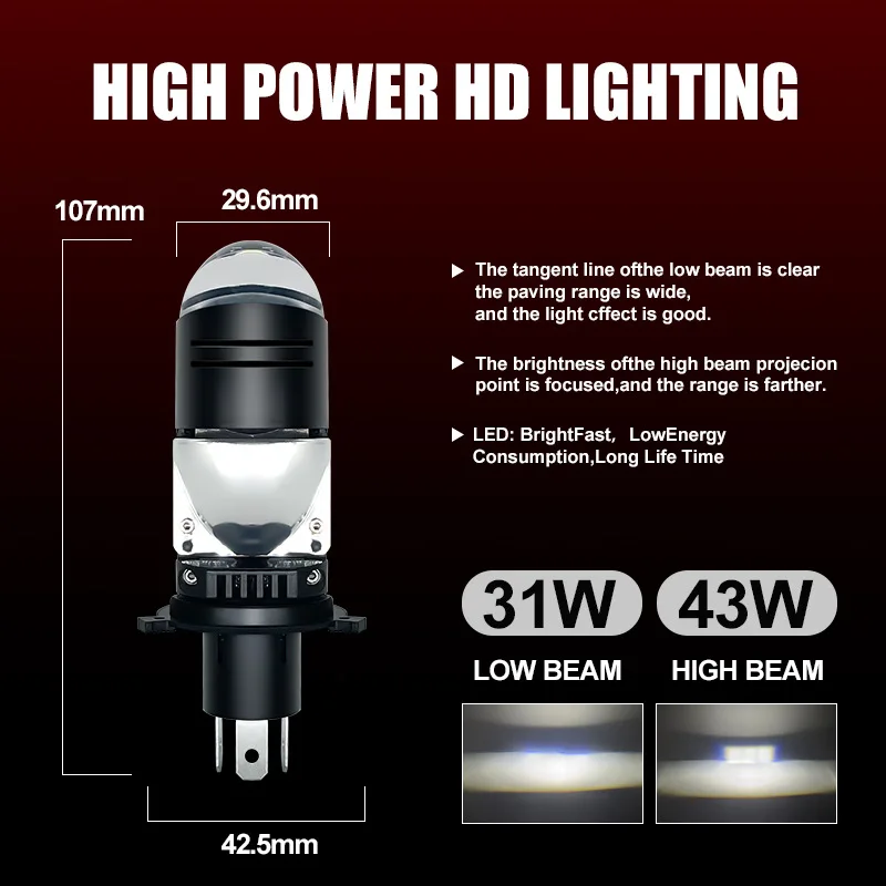 

Pair of 60W Motorcycle Headlight H4 Fog Light Led Driving Light Spotlight Headlight Motorcycle Fog Light.
