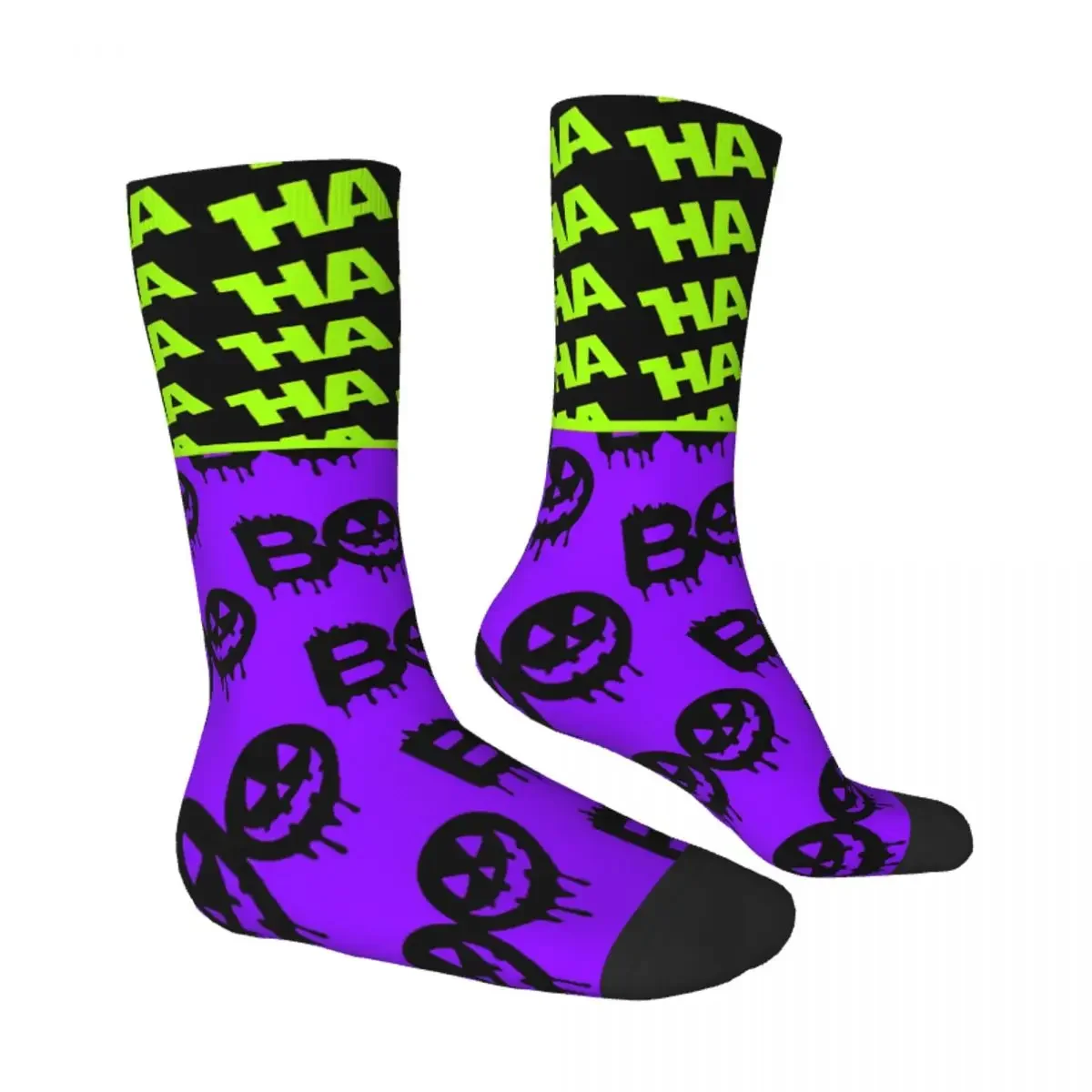 Funny Crazy Sock for Men Women Male Green Boo Hip Hop Harajuku Halloween Crew Sock Novelty Running Sport Socks