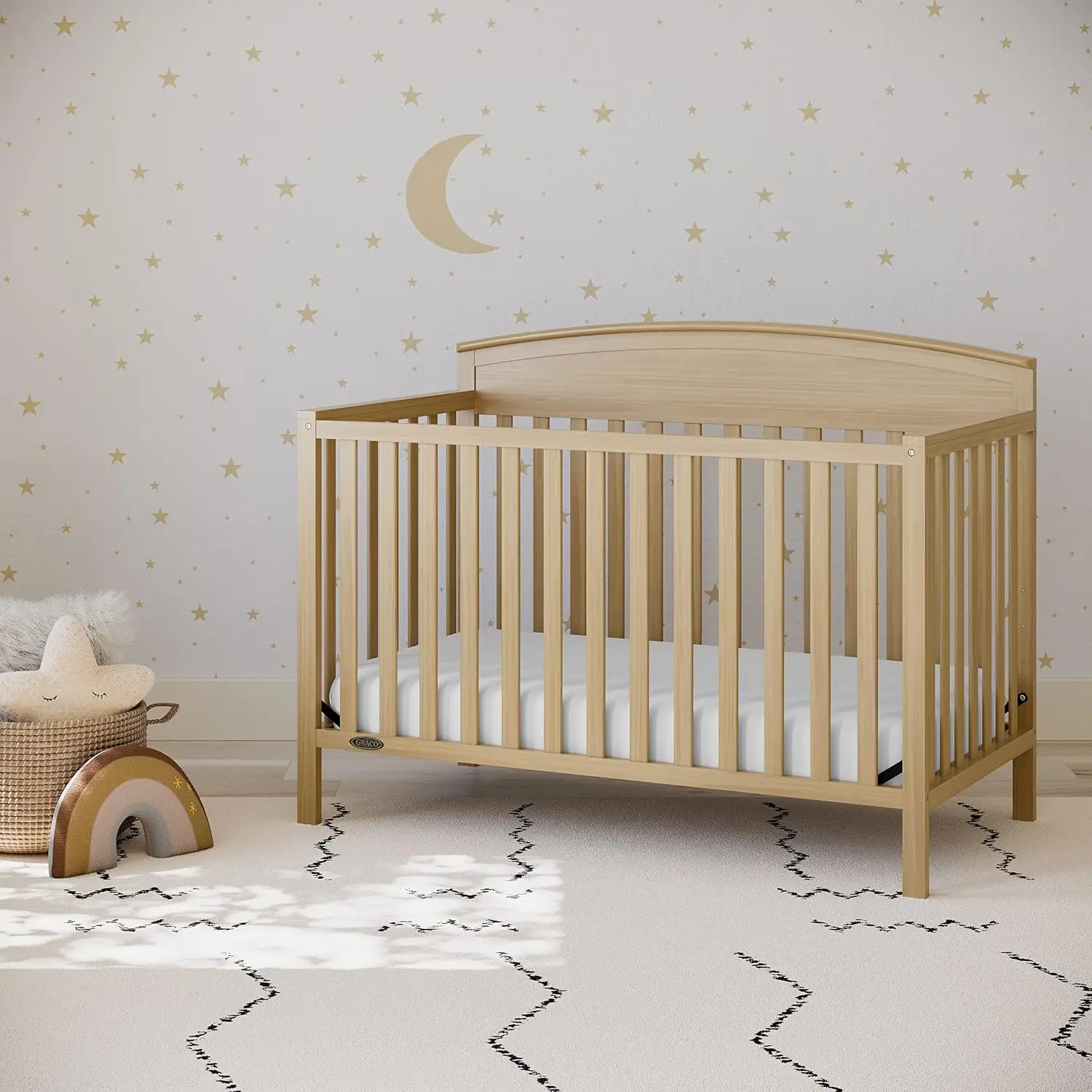 5 In 1 Convertible Crib Driftwood Greenguard Gold Certified Converts Baby Toddler Daybed Full Size Bed Fits Standard Baby Mattre