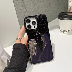 Personalise Initial Name Letters Leather Case For Iphone 16 pro 15 pro max 14 13 12 Mini 11 Luxury kafr letters Covers