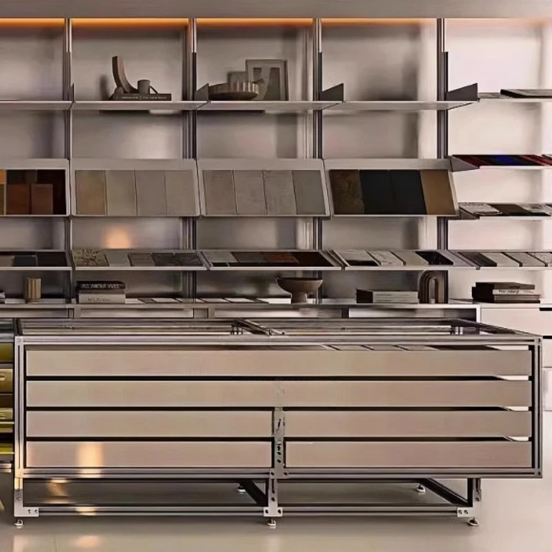 

Simple Modern Birch Aluminum Profile Cafe Glass Flowing Water Taishima Tai Store Display Rack Storage Shelf Shelf