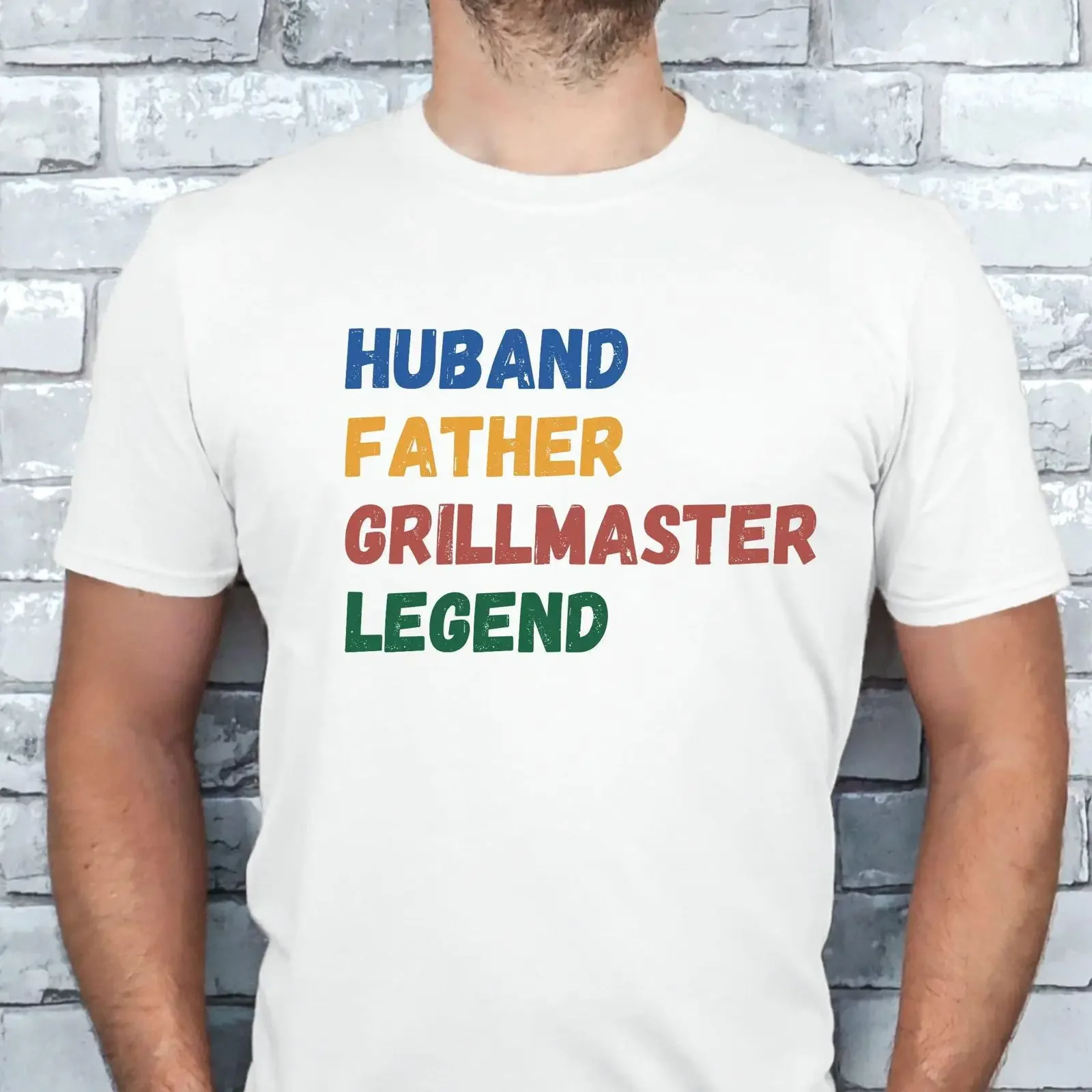 Husband Father Grillmaster Legend T Shirt Funny Father's Day BBQ Dad  Casual Grill Master for Lover vintage Washed Breathable