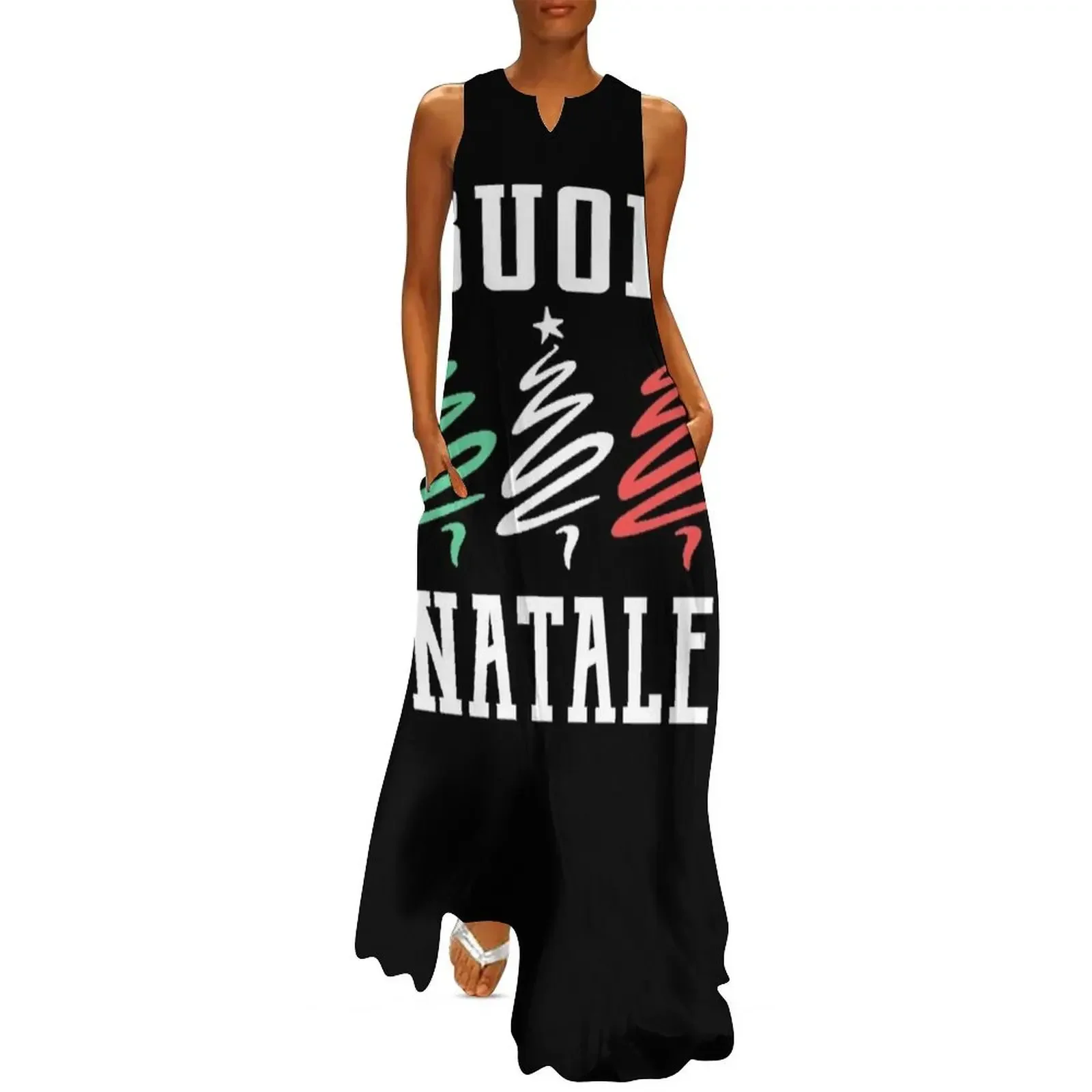 

Buon Natale Italian Flag Trees Christmas Long Dress prom clothes women's clothing summer 2025 novelties Party dresses Dress