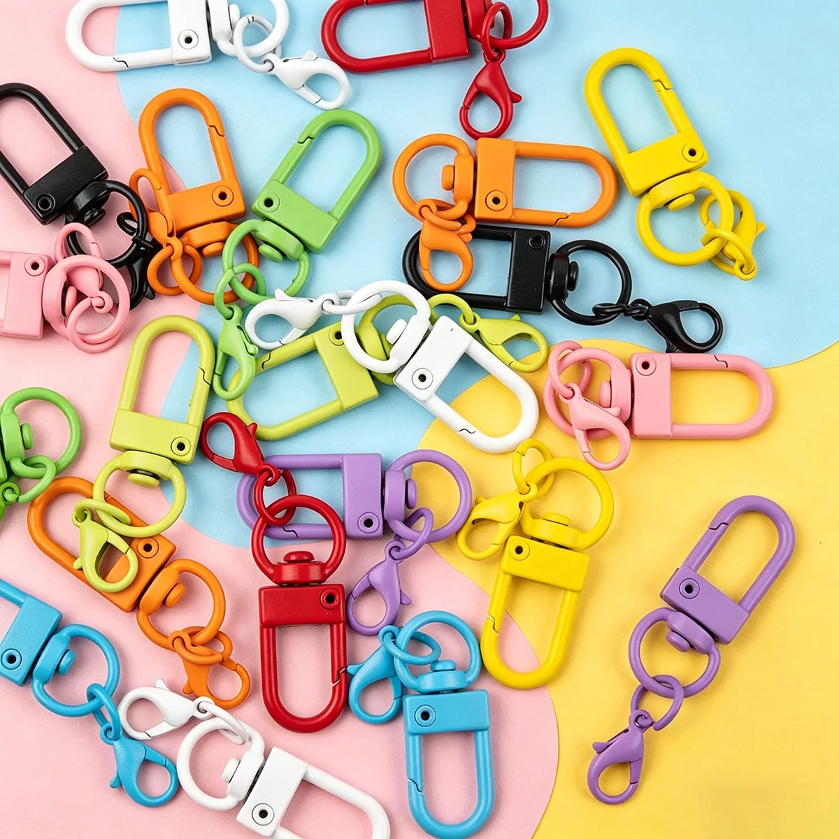 5-10 Stück bunte Metall-Schnappverschlüsse, Karabinerhaken, drehbare Schlüsselringe, Schnallenverbinder für DIY-Anhänger, Schlüsselanhänger, Taschenzubehör – Detail 4