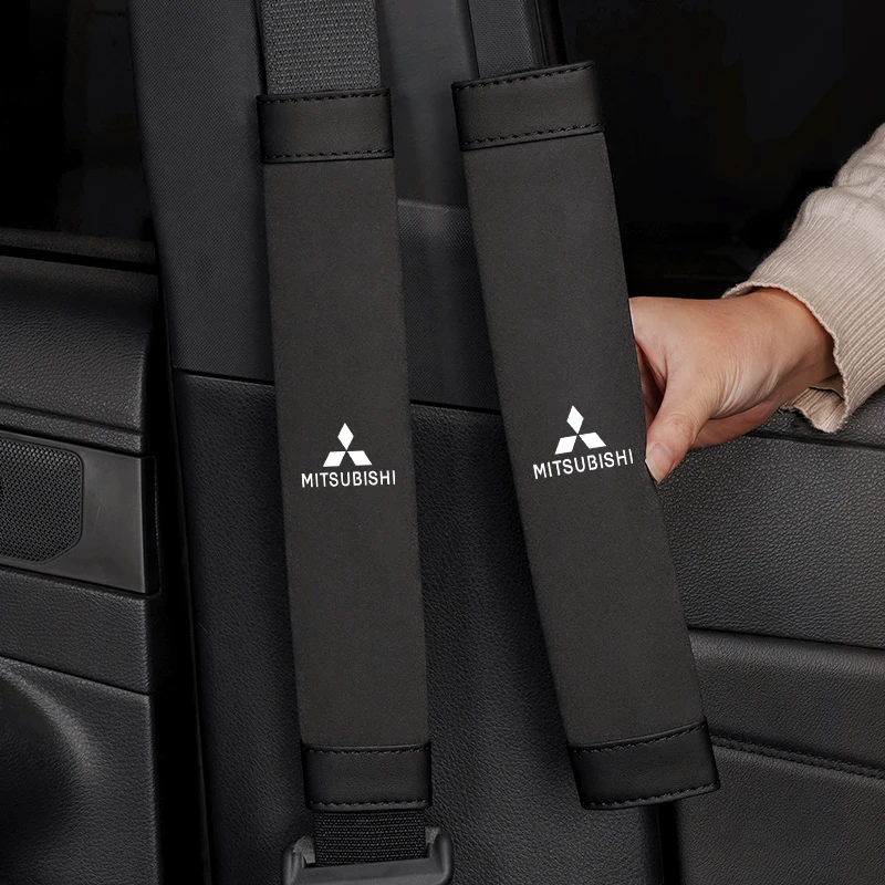 2Pcs Car Seat Belt Cover Shoulder Protector Auto Accessories For Mitsubishi Eclipse Lancer Outlander Pajero Ralliart Star Mirage