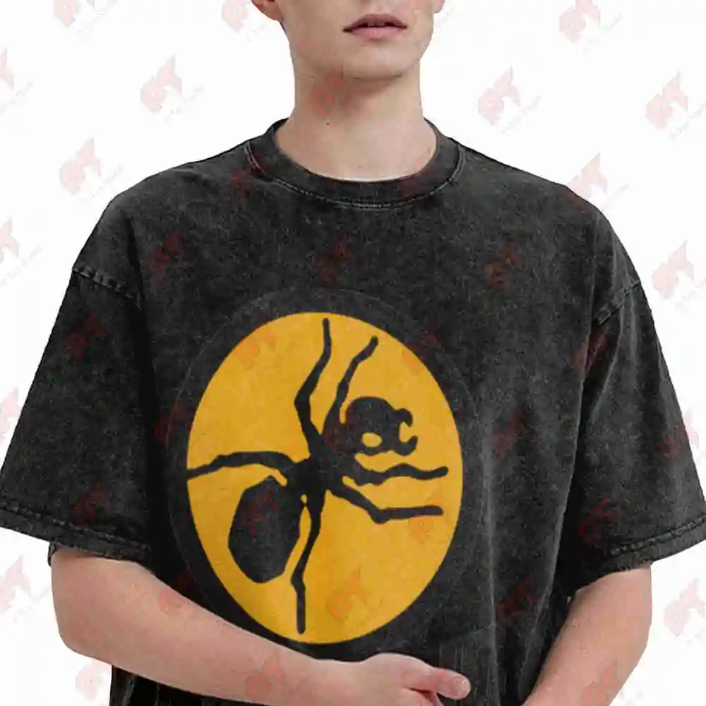 The Prodigy Ant Logo Print Yellow Vintage Washed Tee Pure Cotton T-Shirt