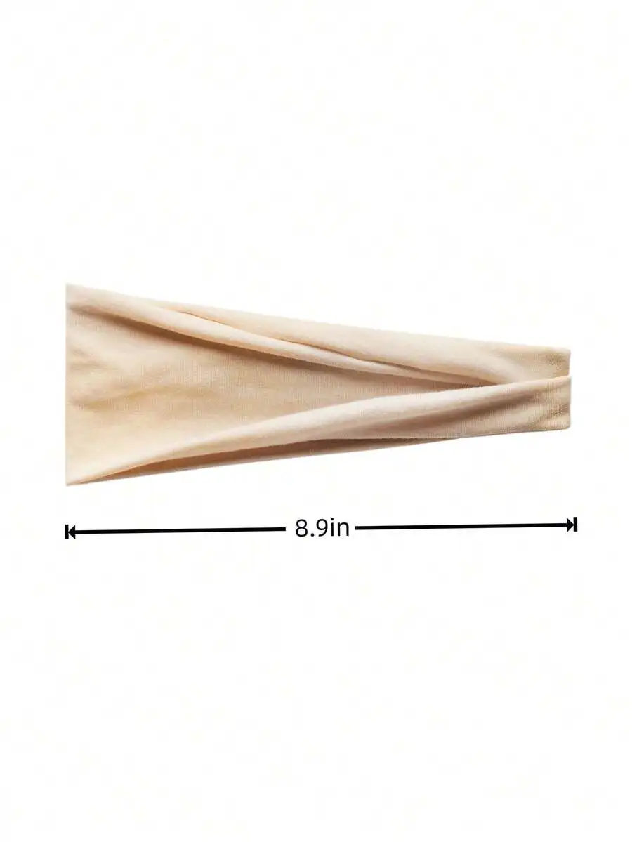 Diadema deportiva estilo twist beige: tela suave, transpirable y ultraelástica para yoga, correr, bailar, accesorio para el cabello unisex