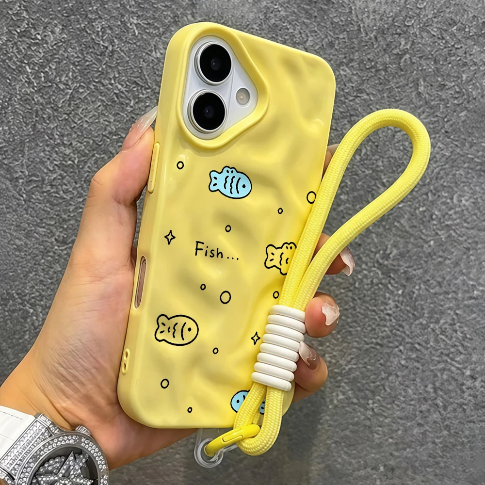Einfache, niedliche Fisch-Silikon-Handyhülle für iPhone 17 15 13 11 12 14 16 17 Pro Max 15 Plus Air mit Lanyard-Hülle – Detail 7
