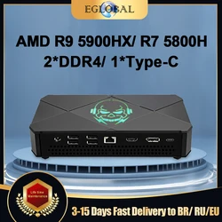 Eglobal Mini Gaming PC i9 11900H AMD R9 5900H 5900HX Windows11 Mini Desktop Computer DP HDMI Type-C 4KHD Uitgang 7*USB WiFi6 BT5.2