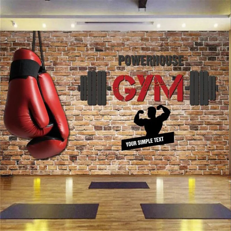 

Custom 3D Retro Nostalgic Gym Industrial Decor Wallpaper Sports Style Brick Wall Boxing Bar KTV Theme Home Decor Mural Wallpaper