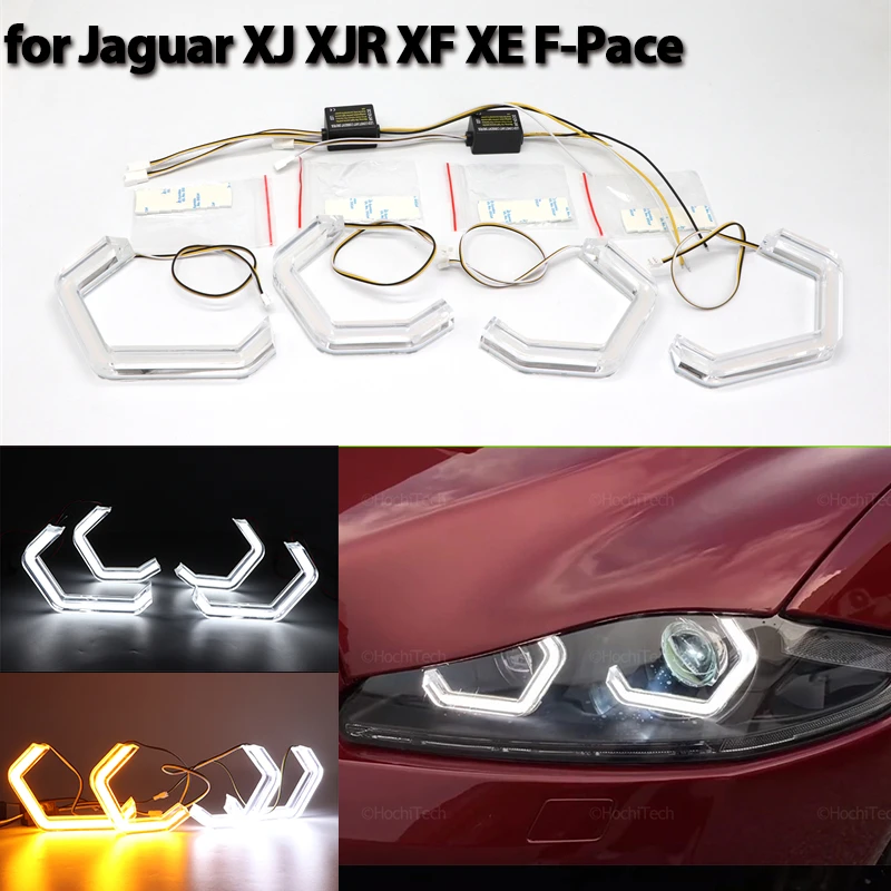 

M4 Style White Yellow Ring Angel Eyes Turn Signal Switchback LED for Jaguar XJ XJR X351 XF X250 XE X760 F-Pace F Pace X761