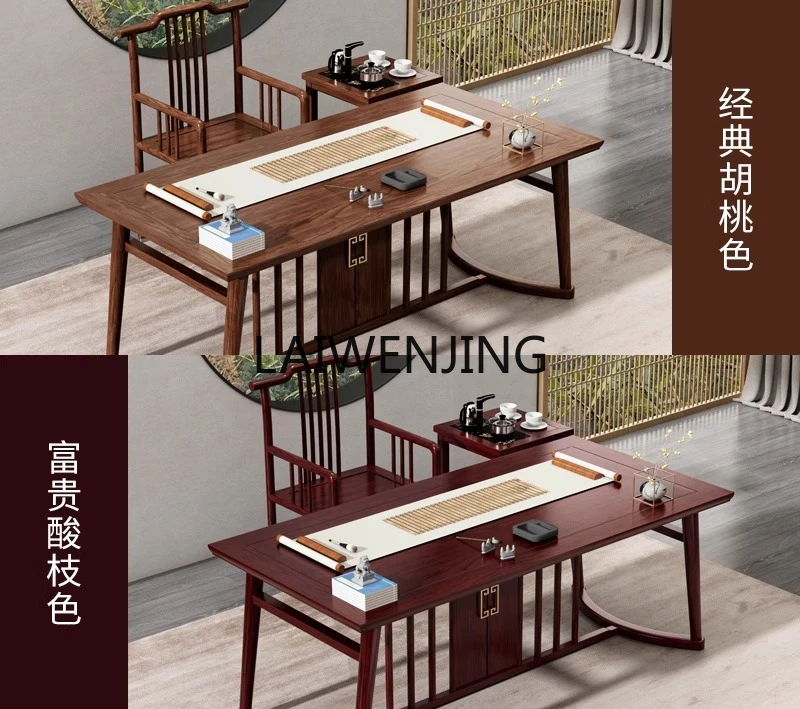 طاولة الخط الصيني الجديدة SGF من الخشب الصلب مع أدراج طاولة شاي Zen العتيقة مدمجة #3