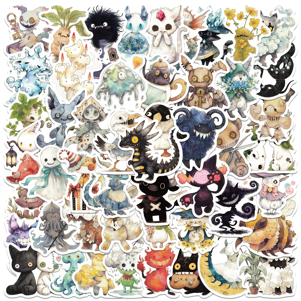 10/50pcs Gothic Absurd Fairy Tale Monsters Animal Stickers Funny Cartoon Graffiti Decal for Laptop Luggage Scrapbook Diy Sticker
