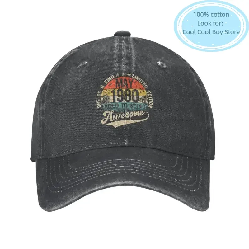 Cool Cotton Vintage May 1980 43th Birthday Baseball Cap Men Women PersonalizedAdult 43 Years Old Greeting Party Dad Hat