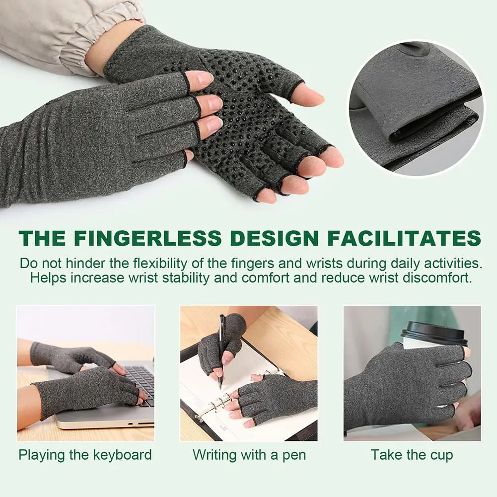 압박 관절염 장갑 손목 지지 치료 사이클링 장갑 손목 밴드 손가락 반쪽 통증 관절 완화 압박 장갑 W5Z0