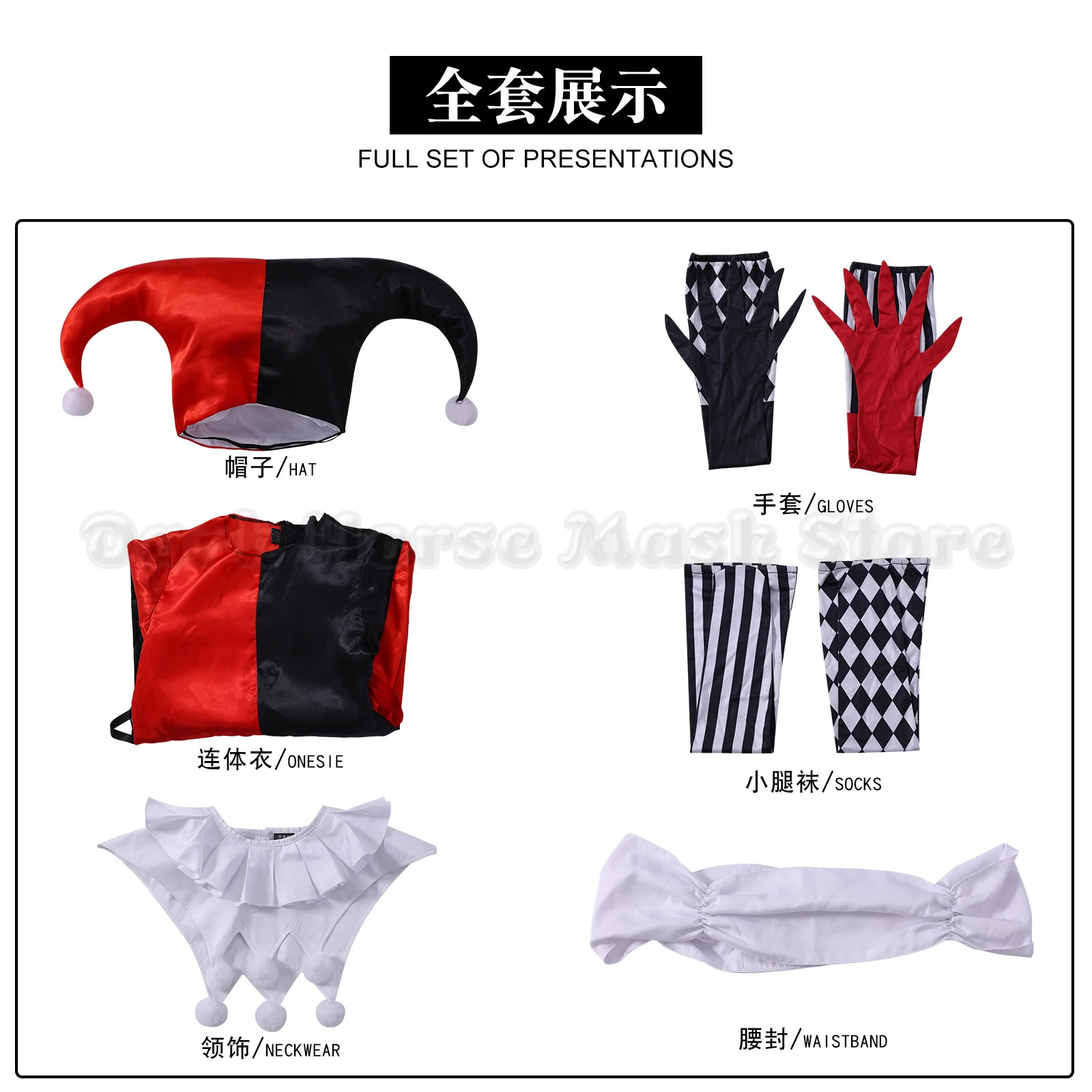 Joker & Queen Cosplay Outfits Full Set Halloween Clown & Jester Costumes Jester Outfit Halloween Party Roleplay Outfit Men Women view 6