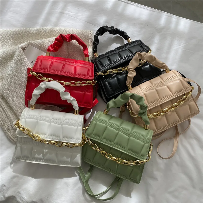 

Women Bag New Korea Fashion Chain Small Square Bag PU Leather Shoulder Messenger Crossbody Bag Luxury Designer Handbag