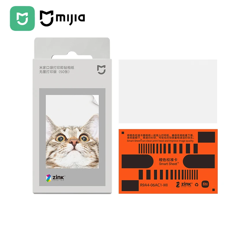 Papel de impresión fotográfica autoadhesivo Original Mijia ZINK Pocket Printier, 50 hojas para impresora fotográfica de bolsillo mini Mijia de 3 pulgadas