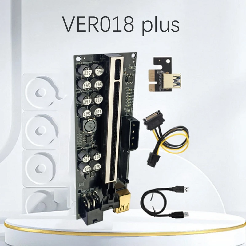 VER018 Plus PCI-E Райзер 1X до 16X Райзер карта GPU Райзер карта расширения PCIE USB3.0 кабель для майнинга биткоинов ETH