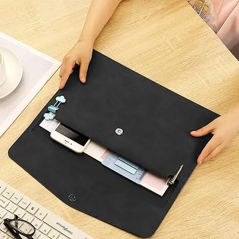 

A4 A6 Leather File Folder Data Package Document Bag Fashion Briefcase Data Contract Bill Leather File Bag School Office Supplies