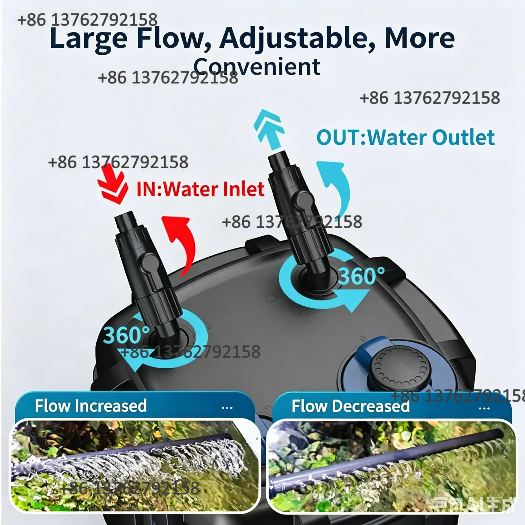 Aquarium Fish Tank - 外部水槽用キャニスターフィルター 3-in-1 水循環浄化装置 超静音 魚水槽ろ過システム 外部水槽用