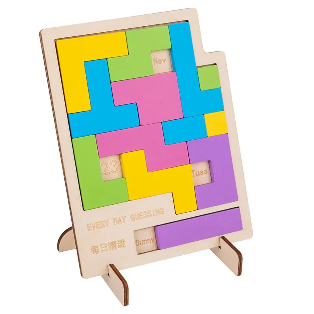 

IQ Brainteasers Tangram Kids Montessori Intelligence Jigsaw Games Jigsaw Kits Children Puzzle Toys Wooden Calendar Puzzles