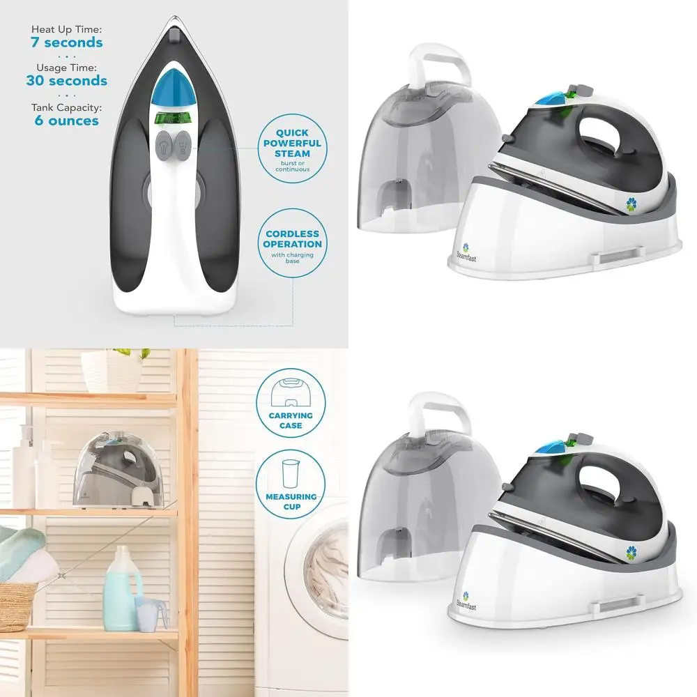 

Портативный беспроводной паровой утюг с чехлом для переноски, с антипригарной пластиной, белый