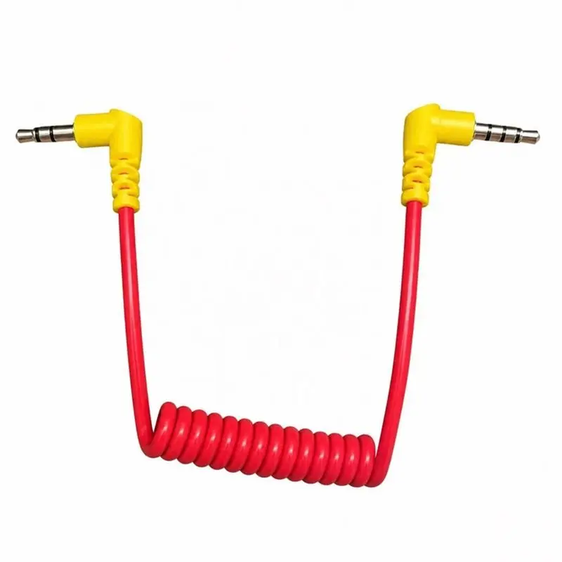 B03B-Plug Connects DV Camcorder AV Out To Mini DVR- Right-Angle 3.5Mm To 3.5Mm Coiled Camcorder Cable
