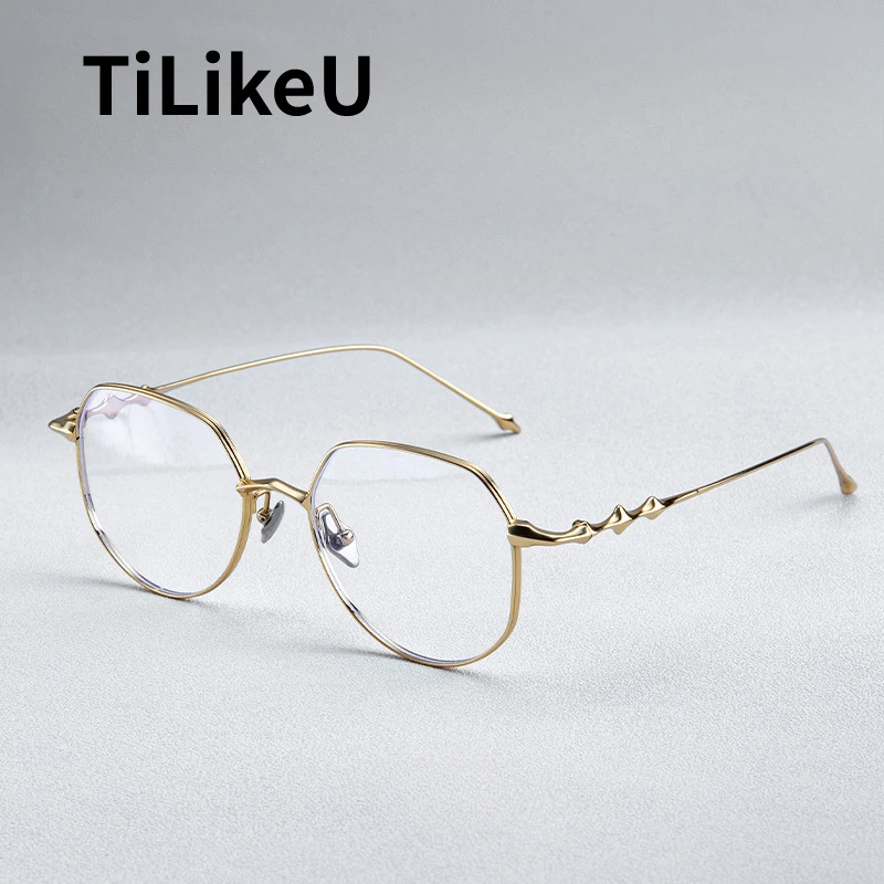 2025 Pure Titanium Ultra-Light Silver Frame Eyeglasses Men and Women Myopia Narrow Square Frame Anti-Blue Ray Glasses Spectacle