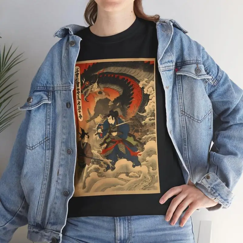 Japanese Vintage T Shirt Heavy Cotton Comic Book Design Samurai S