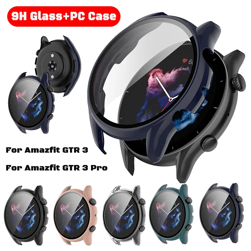 9H Glass+PC Case for Aamazfit GTR4 3 3pro GTR3 GTR Mini Frame Protector Smart Watch Accessories Sell for Huami Amazfit GTR3 Case