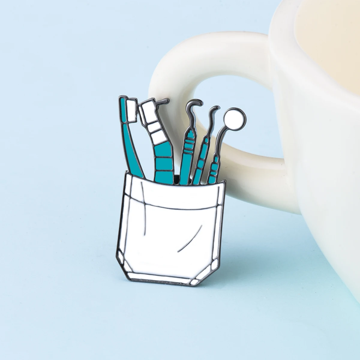 Catuni Cute Dental Teeth Enamel Pin Brooch Halloween Medical Lapel Lanyard Bag Badge Gift Dentist Assistant Colleague Student