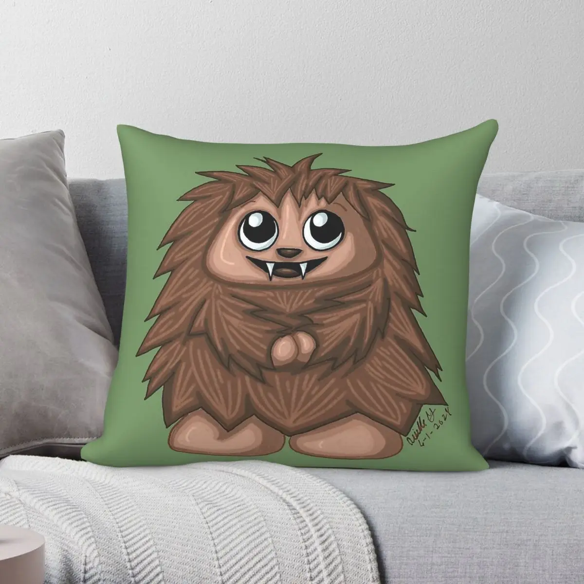 Little Bigfoot Sasquatch Square Pillowcase Polyester Linen Velvet Printed Decor Throw Pillow Case Home Cushion Cover Wholesale