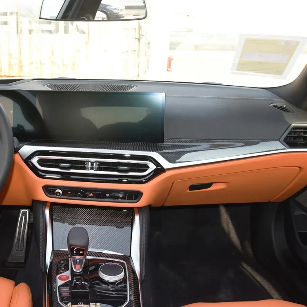 Sobreposición de consola central de carbono para BMW G20 LCI, adornos interiores de fibra de carbono seca 6 unids/set I3 I4 G26 2 SER G42 2023+