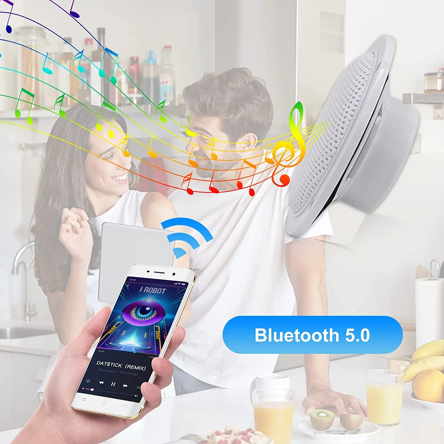 Herdio 4-Zoll-Bluetooth-Deckenlautsprecher, wasserabweisend, 160 W, Marine-Lautsprecher für Badezimmer, Küche, Zuhause, Outdoor, Wohnmobil, 2 Stück – Detail 15