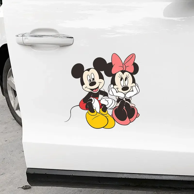 Disney Mickey Car Stickers Anime Automobile Sticker Side Door Scratch Stickers Block Car Tail Cartoon Car Accessories Decorative