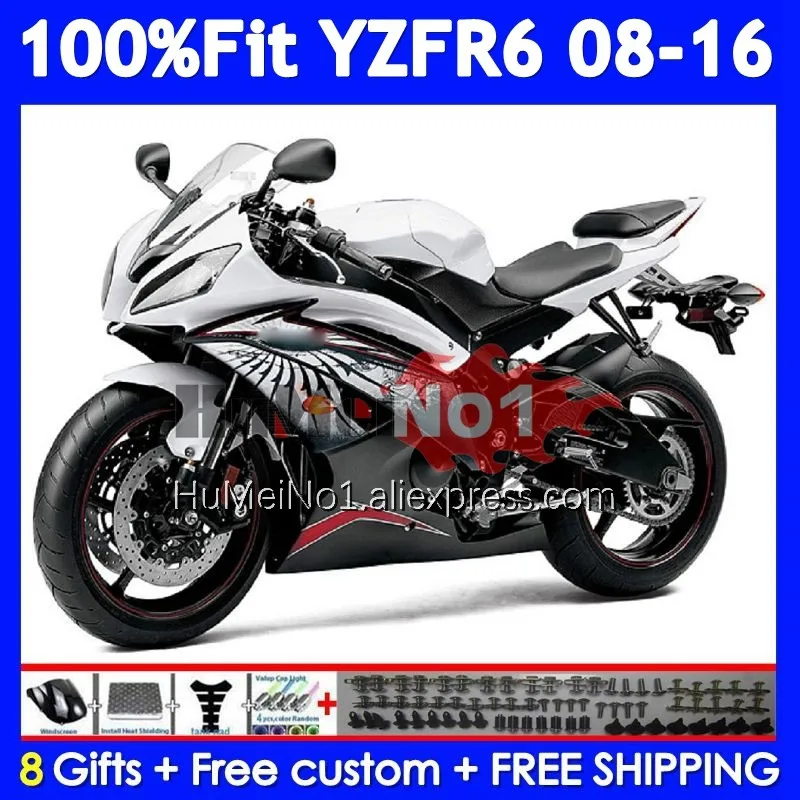 Bodys For YAMAHA YZF R6 600 R 6 YZF-600 YZF-R6 359No.168 YZFR6 YZF600 08 09 10 11 12 2013 2014 2015 2016 Fairing Kit White grey