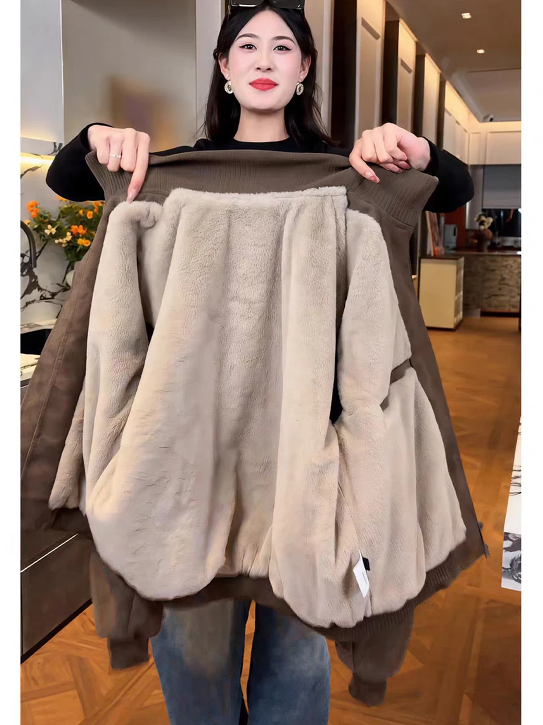 

Куртка мужская зимняя утепленная из овечьего вельвета с подкладкой из флиса, в американском ретро-стиле, из искусственной кожи, цвет карамельный