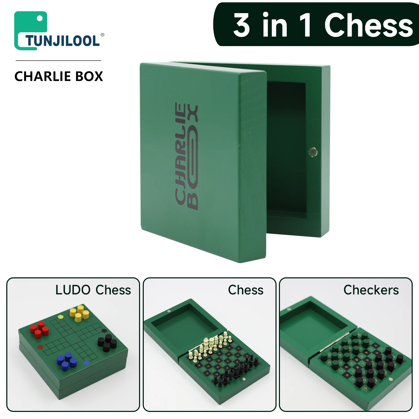 Mini scacchiera Set pieghevole scacchiera in legno gioco da tavolo portatile giocattolo per bambini portatile all\'aperto Charlie Box regali per