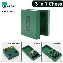 Mini scacchiera Set pieghevole scacchiera in legno gioco da tavolo portatile giocattolo per bambini portatile all'aperto Charlie Box regali per bambini adulti