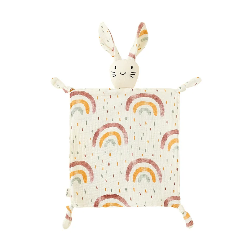 赤ちゃんなだめる掛け布団 - 純綿ガーゼ、噛むのに安全、スリープドール、ハンドパペットおもちゃ